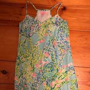 Lilly Pulitzer Silk mini dress in sea grass coral